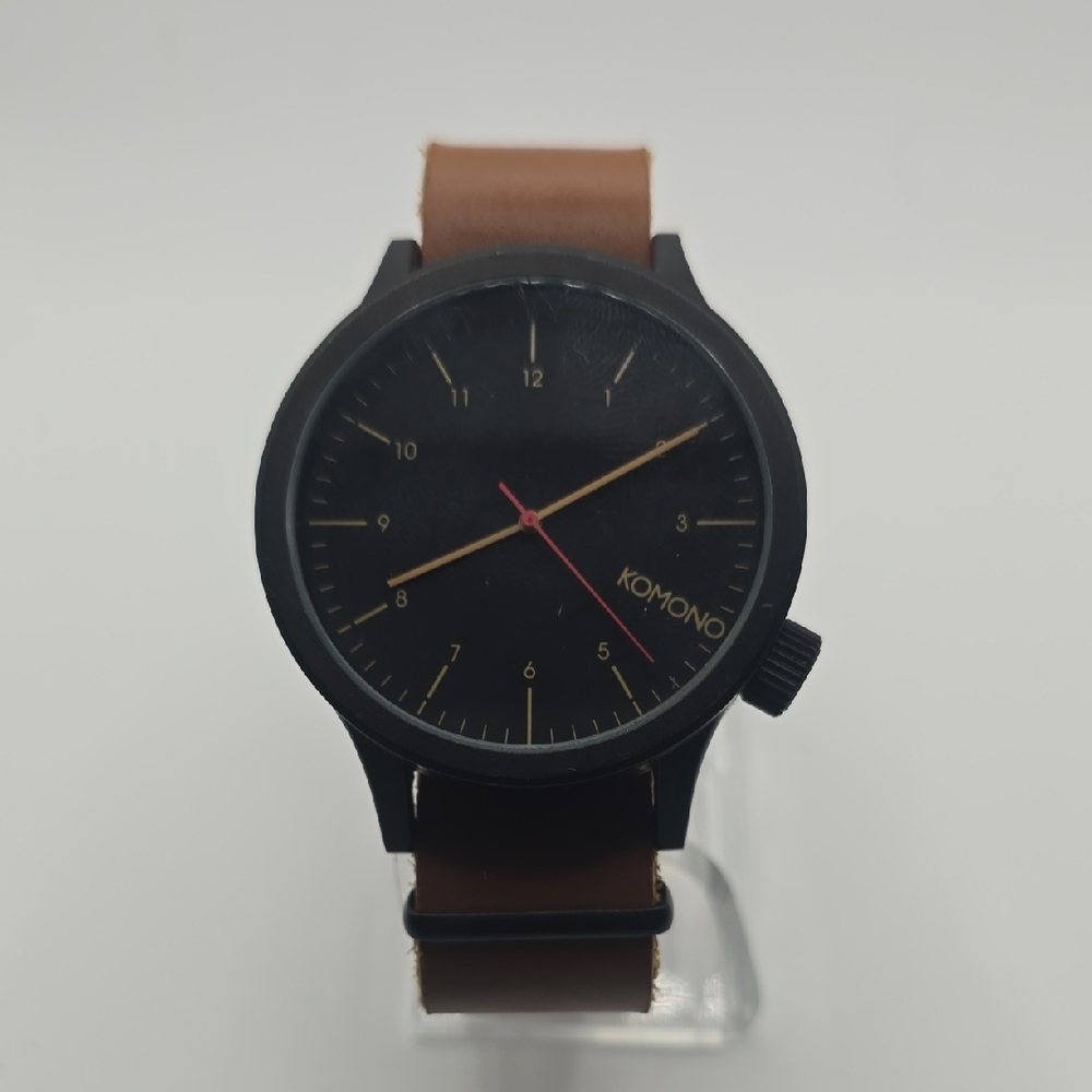 Komono 'The Magnus' Black Dial with Cognac Brown Strap Men's Watch